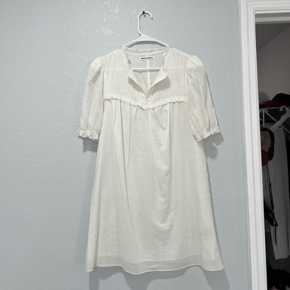 Reformation Dresses & Skirts - WHITE Reformation Folly Dress NWOT dress short puff sleeve coquette cottage core